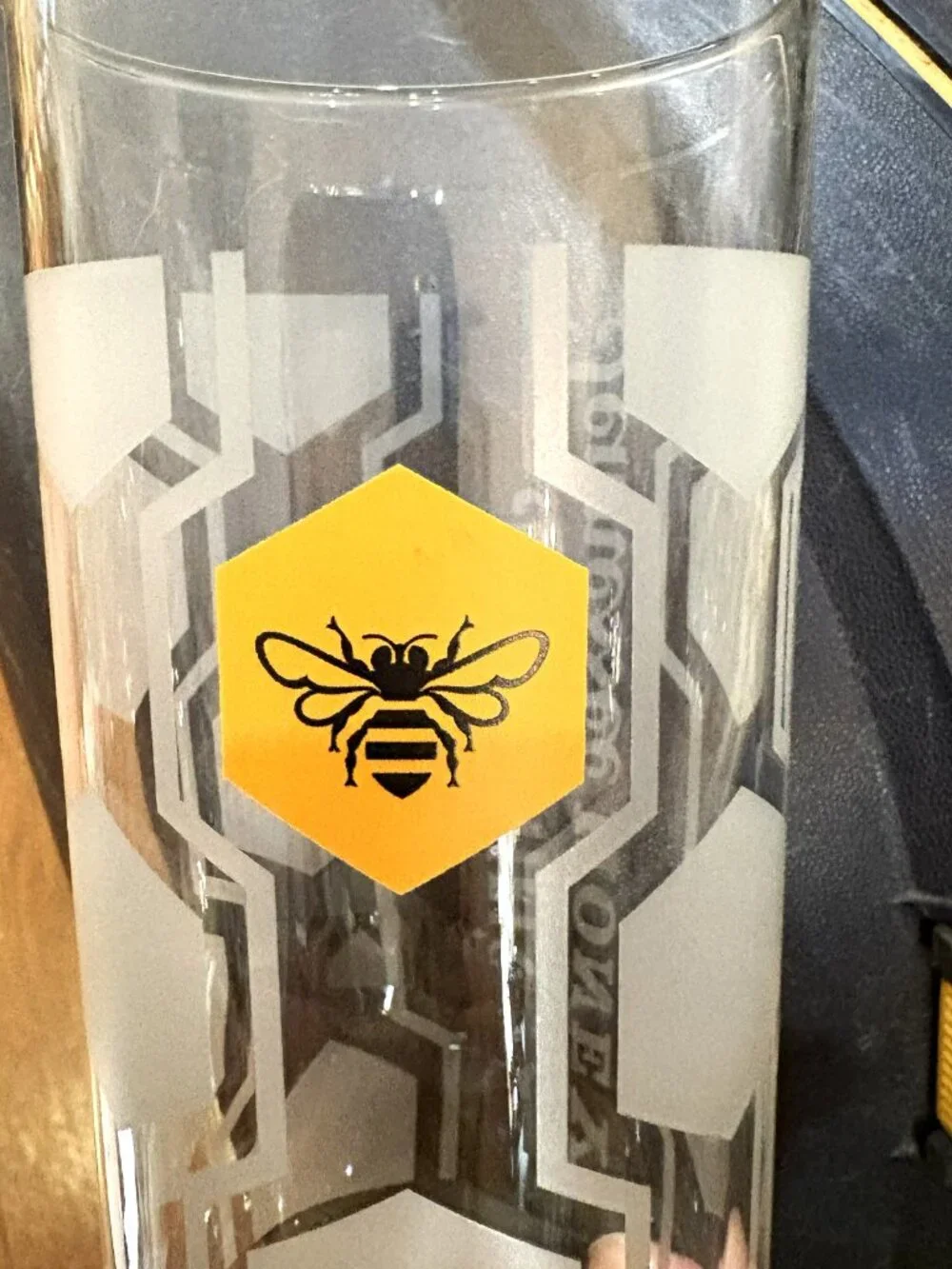 Jack Daniel Tennessee Honey Highball Glass Honeycomb Bee